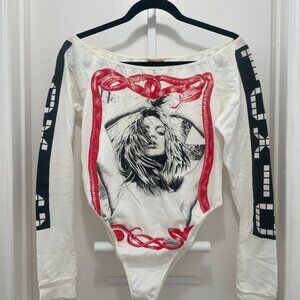 Britney Toxic Leopard and Lace custom 80s high cut bodysuit size S